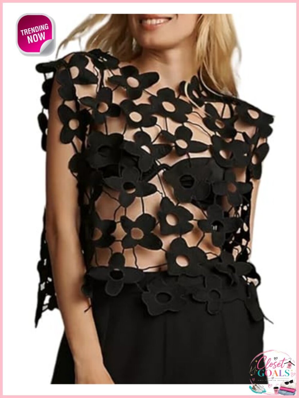 Crochet Floral Lace Vest Sleeveless Hollow Out Crop Top Summer Coverup